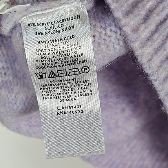 L Ann Taylor Factory Lavender Knit Sweater w Gems Large Light Purple Lilac Crew - Picture 6 of 9